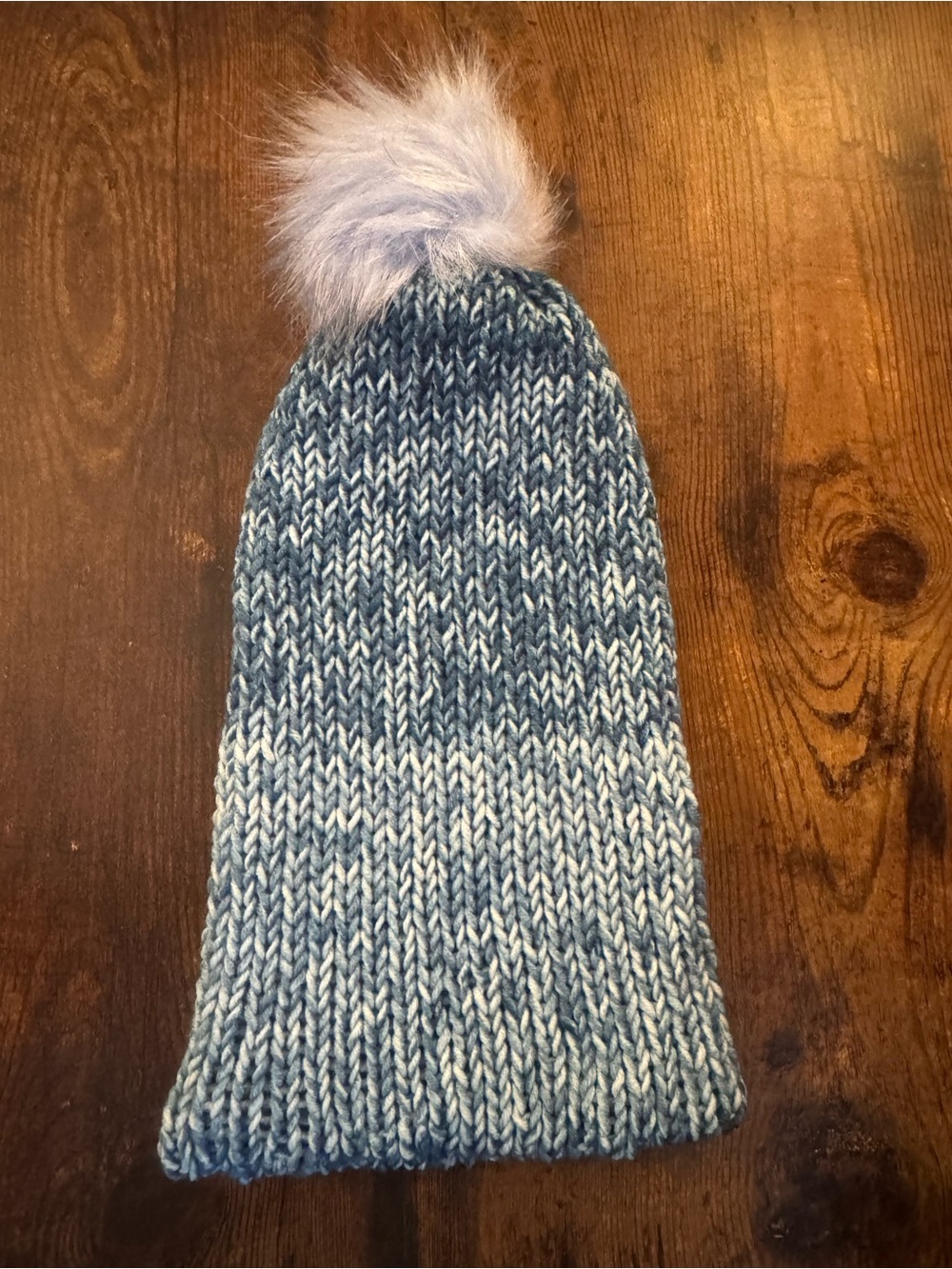 Adult Blue Knit Pom Beanie
